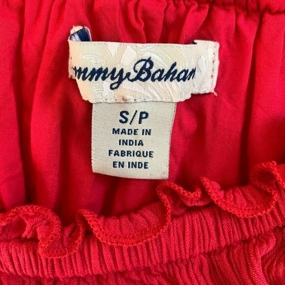TOMMY BAHAMA Womens Dress S Fuchsia Pink Off Shoulder Ruffle Mini Rayon Modal - Picture 5 of 6